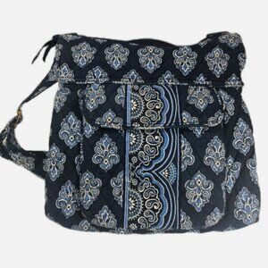 Vera Bradley Calypso Blue Crossbody Purse, Adjustable Strap Bag, Zip Top